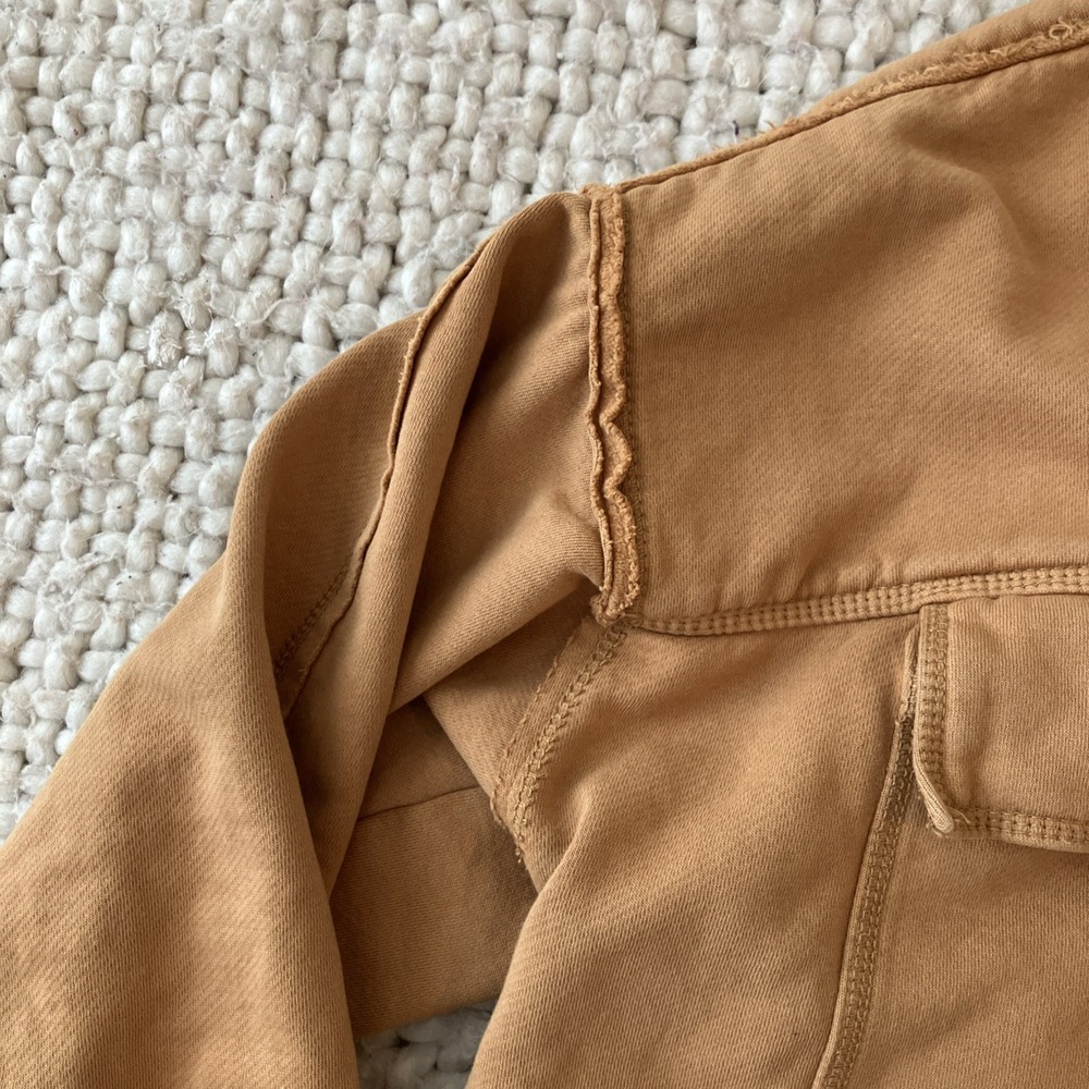 Pilcro Oversized Cotton Utility Jacket Tan Button Front Pocket Medium - Picture 6 of 10